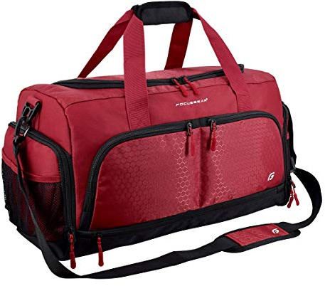 Ultimate Gym Bag 2.0: The Durable Crowdsource Designed Duffel Bag with 10 Optimal Compartments Including Water Resistant Pouch, Red, Medium (20), Red, Medium (20)