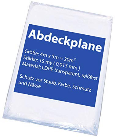 50x Baufolie Malerplane Abdeckfolie 4x5m Malerfolie 15my Schutzfolie
