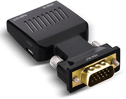HDMI to VGA Adapter Audio 1080P 60Hz HDMI Female to VGA Male Converter with 3.5mm Audio Output for Computers, HDTV, Projectors Other HDMI Input Devices Black