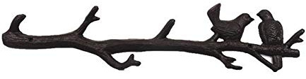 TentHome Garderobe Vintage Hakenleiste Garderobenleiste mit 6 Haken Wandgarderobe Kleiderhaken Antik Gusseisen Vögel auf AST Wandhaken