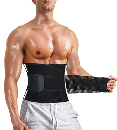 MOLUTAN Men Waist Trainer Trimmer for Tummy Control Compression Shapewear Body Shaper Sweat Belt XX-Large Black