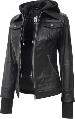 Blingsoul Womens Biker Jacket Leather Bomber | [1309195] Betty Black, XL