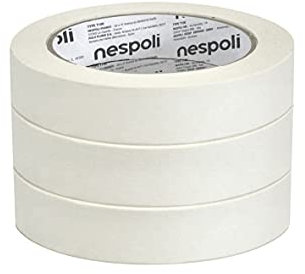 Nespoli – Nastro Carta Adesivo in Confezione da 3 Rotoli, 3 Nastri Imbianchino per Interni 25mm x 50m, Verniciatura Fai da Te, Carta Gommata per Mascheratura Facile da Strappare, Aderenza Sicura