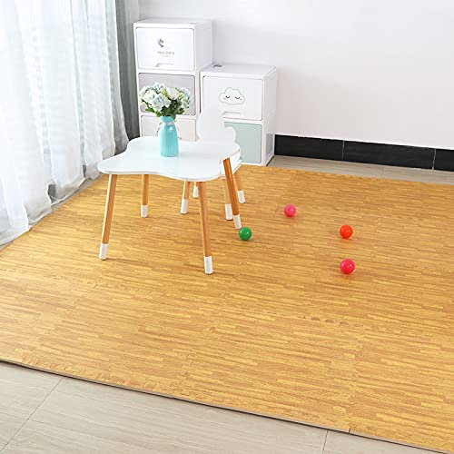 TONGQU Kinder Puzzle Spielmatte Set, 30 x 30 x 1cm Kinder Eva Schaumstoff Puzzle Spielmatte mit Rand für Heimstudios, Garagen oder Kinderspielplätze,Light Brown,40