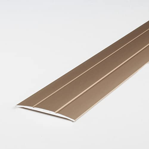PROVISTON Übergangsprofil | 1.8 x 38 x 1000 mm | Übergangsschiene Übergangsleiste Bodenprofil Abdeckleiste Aluminium eloxiert Bronze Hell Selbstklebend
