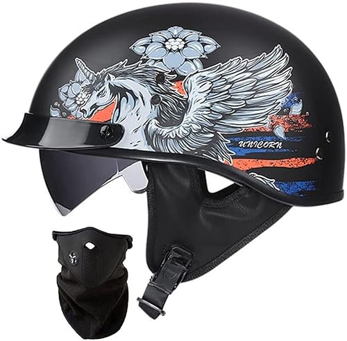 STTTBD Casco da Moto Casco da Scooter per Casco Semi Aperto Unisex Approvato DOT/ECE con Visiera Parasole Fodera Rimovibile per Scooter da Bici H,XXL