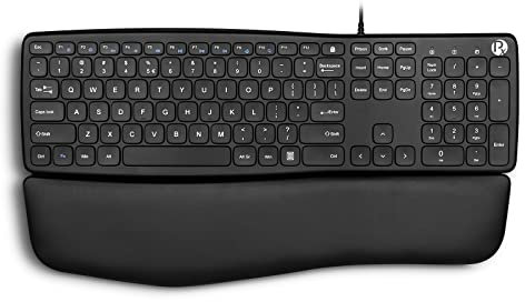 Perixx PERIBOARD-527 Wired Comfort USB Keyboard - Laptop Scissor Keys - Curved Ergo-Lite Design - Detachable Soft Wrist Rest - Black - USA QWERTY