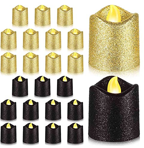 Barabesty Lot de 24 bougies chauffe-plat LED sans flamme à piles Jaune chaud