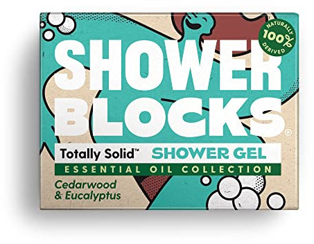 Shower Blocks - Cedarwood & Eucalyptus Solid Shower Gel | Plastic, SLS, SLES & Paraben Free | 100% Natural & Vegan | Moisturising Body Soap For The shower