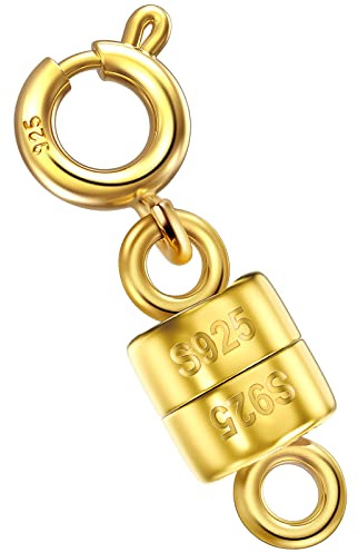 Ofiuny 18 k guld magnetiska halsband spännen och stängningar 925 sterling silver mini magnetisk smyckeslås anslutning för armband kedjelöjare (tillverkad i Italien)