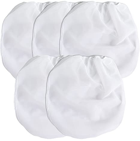 CLVPAI Weiße Feine Netz-Siebbeutel-5 Stück 2 Gallone Lackfilter Lacksiebe,Eimer elastische Öffnung Siebbeutel,für die Filtration von Flüssigkeiten wie Farbe(38 * 42cm)