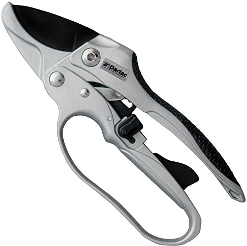 Darlac Dual Action Garden Pruner – Dual Mechanism Feature for Differing Cut Sizes – Razor Sharp Ratchet Pruner with Finger Guard - SK5 High Carbon Steel Blade