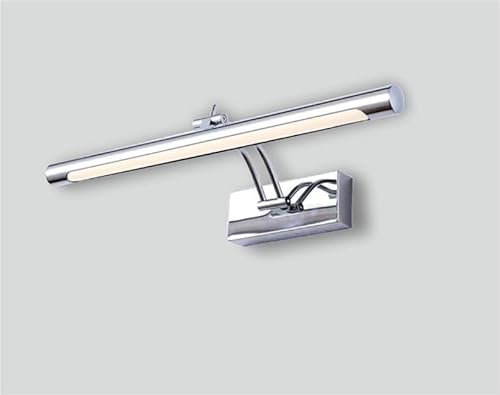PAPUQ Applique LED da parete per illuminare quadri, specchi, ecc, LED 6 W tradizionale ed elegante, tono di luce calda 3000 K, cromo brillante, articolato e orientabile. 40 cm
