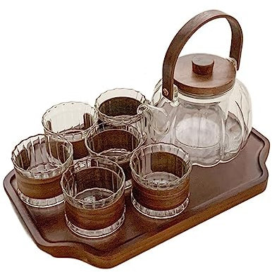 Jus Carafe d'eau Théière bouillante pot en verre résistant aux hautes températures service à thé de bureau ménage thé à la vapeur faisant thé bouilloire théière ensemble Thé Cruche ( Color : Bruin )