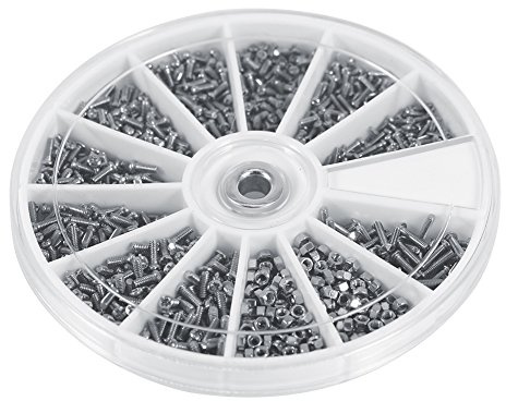 M1 M1.2 M1.4 M1.6 Vis Assortiment d'écrous à Vis 600 Pièces Petit Jeu d'écrous à Vis Mini Boulons Assortiment d'écrous avec Boîte en Plastique pour Montres Lunettes
