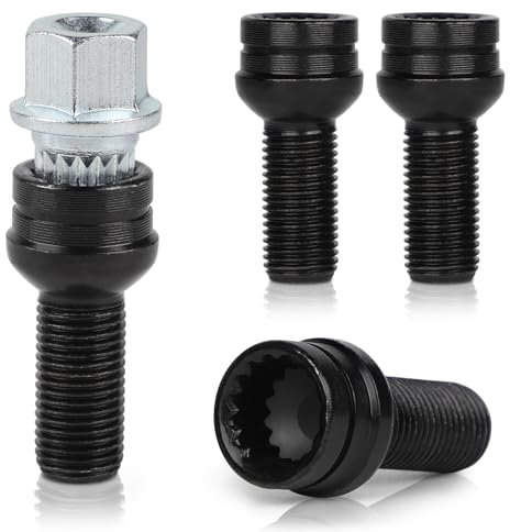 EFUTURETIME 4 x Bulloni Antifurto per Ruote M14 x 1,5 mm Bullone Ruota con un Dado di Sicurezza Compatibili con VW Jetta 1985-2016 Passat Golf Audi A4 Q5 (OE: 8D0601139F)