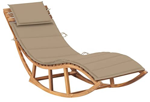 Schaukelliege,Liegestühle für den Garten,Relaxliege,Liege aus Holz,Terrassen-Freizeitstuhl,Freizeitstuhl für draußen,Outdoor-Loungebett,Schaukelbar,für Garten,Strand, mit Auflage Massivholz Teak