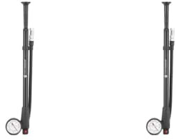 2 Set Tragbare Hochdruck-Fahrrad-Luftpumpe mit Manometer für Gabel & Hinten Schwarz A 33 cm