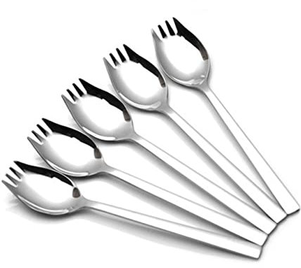 IMIKEYA 6 Stück 304 Kaffeelöffel Camping-Spork Milchlöffel silberner Anzug Küchengeräte Besteck Spork mit langem Griff Edelstahllöffel Haushalt Rührlöffel Kuchen Suite Student Löffel