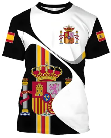 YuanDiann 2024 Europea Calcio Coppa Magliette Spagna Tifosi Fare Il Tifo Sport Casual Uomo Donna Bandiera Nazionale Stampa Manica Corta Girocollo Traspirante Asciugatura Veloce T Shirt 3# S