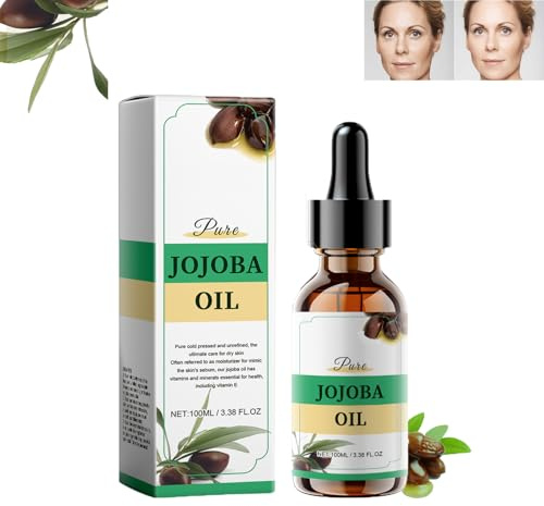 Bio Jojobaöl 100 ml, 100% Natural Jojobaöl für Körper, Jojoba Körperöl, Glasflasche + Glaspipette + Pumpe, Original Jojoba Körperöl mit Ätherischem, zur Pflege von Geschmeidigem (1pc)