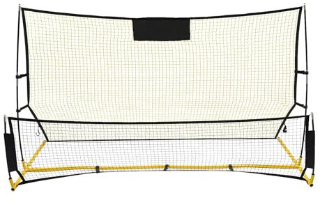 DSYOGX Rebounder Fussballtor 2 in 1 Faltbar Fußball Rebounder Zielschießen Trainingsnetz Netz mit Hohem und Niedrigem Abprall für das Training von Passspiel, Kopfball, Fangen, Schießen, 210x120x85cm