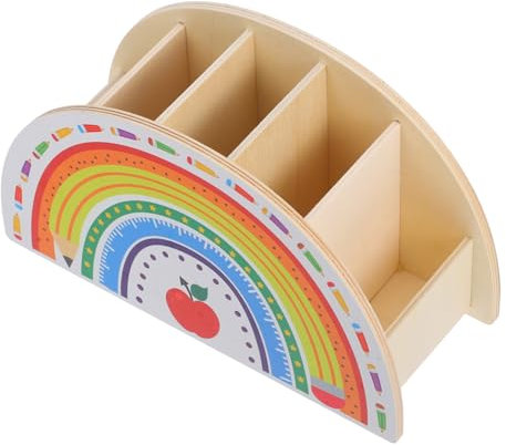 VILLCASE Kompaktes Schreibtischzubehör Schreibtisch-organizer Aus Holz Regenbogen-stiftehalter Für Die Organisation Im Klassenzimmer Und Büro