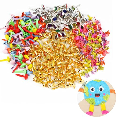 JCUGSBS 175 Stück Mini Brads Musterbeutelklammern Rundkopfklammern Musterklammern Metall Rundkopfklammern Scrapbooking Brads Musterklammern Für Schule Büro Papier Briefklammern Basteln Handwerk DIY