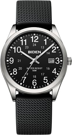 LN LENQIN Montre analogique pour homme, étanche 30M, montre pour infirmière avec bracelet en nylon pour hommes, montre de terrain légère avec date, facile à lire, argenté, hohes Gewicht, Classique