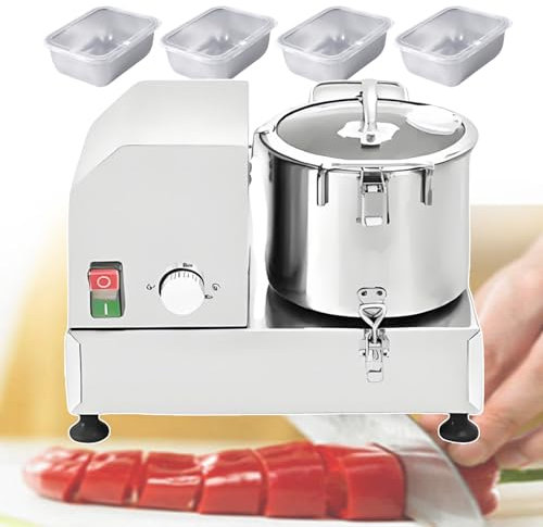 forplubossmmp Commercial Food Processors & Food Choppers, 6L Electric Meat Grinders 1200 RPM Stainless Steel Vegetable Grater with 4 Food Box for Chopping, Mincing, Shredding, and Mixing