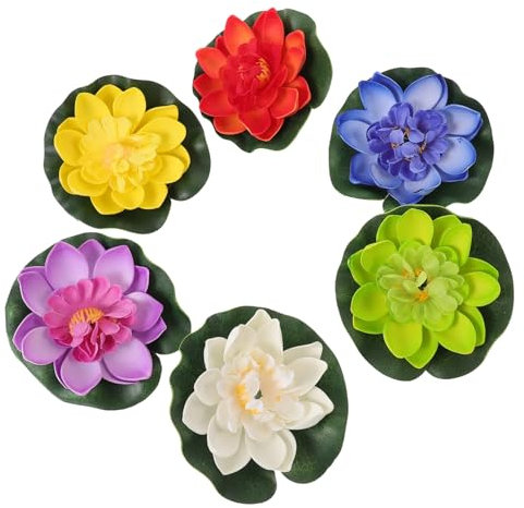 Happyyami 6stücke Künstliche Lotusblumen Deko Lebendige Schwimmende Seerosen Für Teich Garten Und Aquarium Mischfarben Für Wasserlandschaften Und Fountains