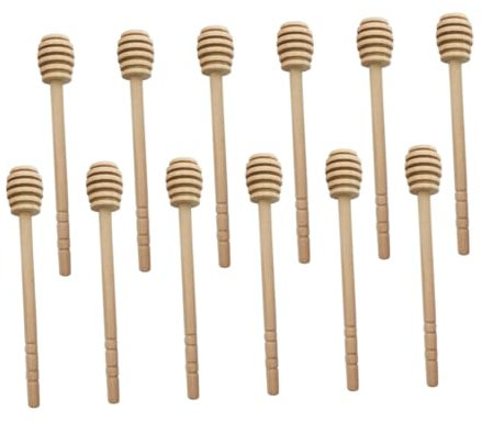 PRETYZOOM 12 Piezas Palillo para Remover Miel y Mermelada Cucharillas De Madera para Miel y Jarabe Palitos para Tarros y Recipientes