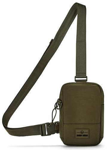 Johnny Urban Sling Bag Señoras Hombres Verde - Arthur - Crossbody Bolso de Pecho para Ocio, Viaje, Senderismo, Festival - Compartimento para Móvil, Llaves, Cartera - Repelente al Agua