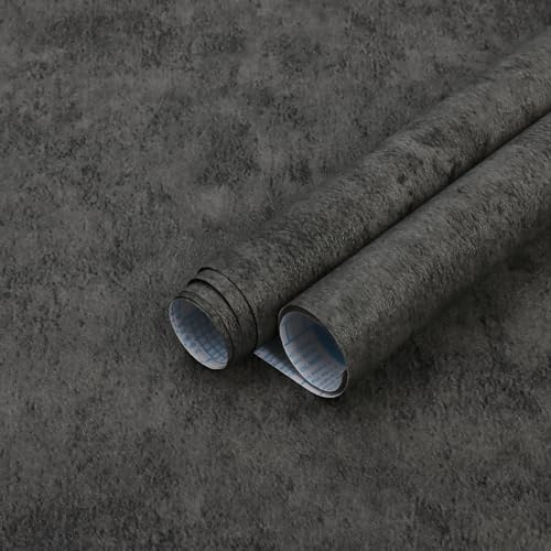 Fiula Selbstklebende Tapete Klebefolie Möbel Betonoptik 40CMx10M Möbelfolie Selbstklebend Dunkelgrau Vinyl Wrap Zement Effekt Wasserdicht Wandetapete Abnehmbar Wohnzimmer Küche Fensterbank Wallpaper