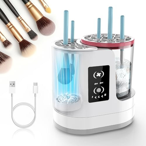 Weinsamkeit 3 IN 1 Makeup Pinsel Reiniger, Makeup Pinsels Trockner Halter Organizer Maschine, Automatische kosmetische Reinigung für alle Größen Beauty Pinsel, Lidschatten, erröten (A)