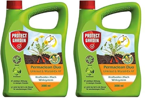 PROTECT GARDEN Permaclean Duo Unkraut & Wurzel Ex AF, anwendungsfertiger Unkrautvernichter mit Zweifachwirkung gegen Unkräuter und Ungräser, 3 Liter (Packung mit 2)
