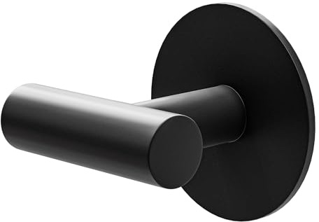 Amig - Colgador adhesivo para toalla de baño Mod. 6 - Toallero gancho Adhesivo sin tornillos - 60 x 55 x 65 mm - Acero inoxidable - Negro mate