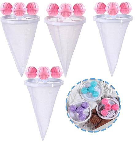 TUTINGKE Filterbeutel Waschmaschine Haarentferner, 4 Stück Floating Hair Filtering Mesh Removal, Tierhaarentferner Waschmaschine, Wiederverwendbarer Haarfilter Netz Beutel