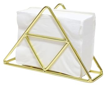 AIM & GGKK Serviettenhalter Gold Dreieckig - Moderner Metall Serviettenständer für Tischdeko (17,2 x 11,2 x 5,2 cm) - Geometrischer Serviettenspender Elegant für Küche, Restaurant & Festlichkeiten