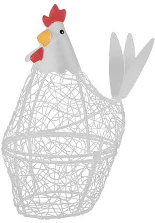 Garneck Chicken Egg Basket Holder Wire Kitchen Storage Rack for Home Use Decorative Chicken Shaped Iron Wire Egg Basket and Hollow Design