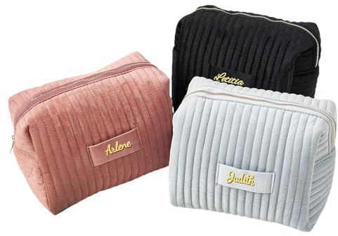 Personalisierte Schminktasche Mit Namen, Personalisierter Samt Kulturbeutel, Personalisierte Brautjungfern Hochzeit Weihnachten Geburtstag Brautparty Hochzeitsgeschenke for Frauen