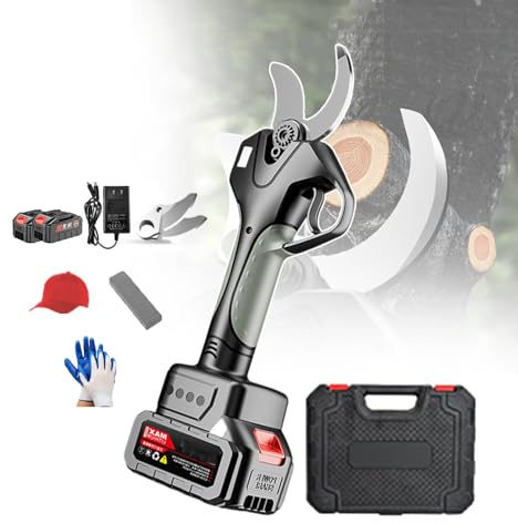cesoie elettriche, Forbici da potatura professionali 21V 2.0AH, potatori a batteria, potatori for alberi alimentati a batteria for giardinaggio all'aperto, alberi e piante, 2 batterie