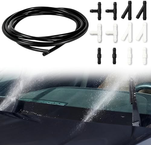 4m Unterdruckschlauch Kfz, Vakuum Silikonschlauch 4mm I.D OD 8mm, 12PCS Schlauchverbinder Hochtemperatur Vakuum Silikonschlauch für Auto Scheibenwaschanlage, Motor und Turbosysteme(Schwarz)