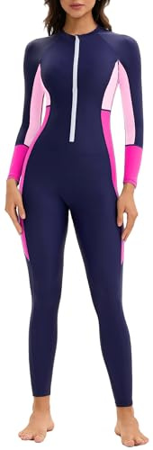 Ausing Rash Guard - Costume da bagno da donna con protezione solare per gambe e braccia, con chiusura lampo, slim fit, taglie XS-3XL (taglia S-4XL)