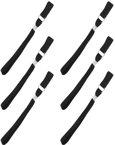 UKCOCO Dragonnes Réglables pour Canne de Marche – Lot de 6 Lanières Noires en Nylon Bande Réfléchissante, Dragonnes Souples pour Maintien Stable du Poignet, Accessoires pour Béquilles