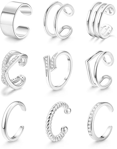 Morfetto Adjustable Gold Toe Rings for Women Non Tarnish 9 PCS
