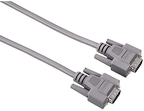 Hama 042087, Cable de VGA 15 pines macho a VGA 15 pines macho, Color Gris, Longitud 3 metros, PC/Ordenador Portátil a un Monitor/Proyector o Televisor, Cable apantallado, Cableado Interno en Cobre