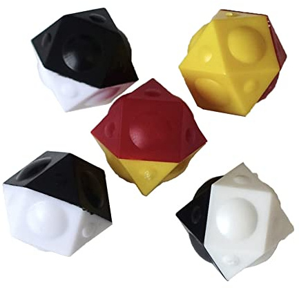 TIPP-KICK Pelotas de Repuesto, 5 Piezas I Accesorios Originales Aptos para Todos Nuestros Juegos I Repuestos I Negro/Blanco y Rojo/Amarillo