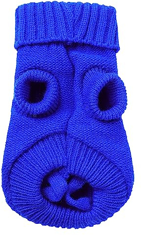 sourcing map Small Dog Jumper Warm Puppy Dog Sweater, Winter Thick Knitted Pullover Soft Turtleneck Dog Clothes Vest for Small Dogs, Cats, Baby Puppies(XX-S, Blue)