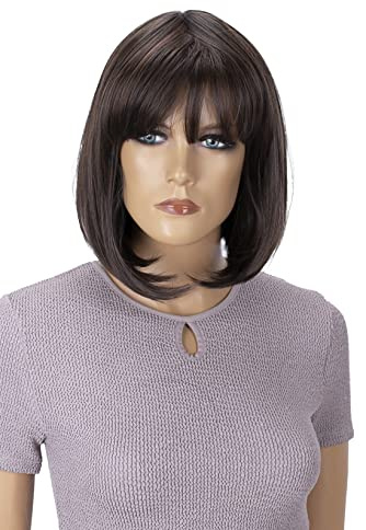 CAISHA Perücke Bob Wig Cosplay Fasching Halloween Braun Mix SH032a
